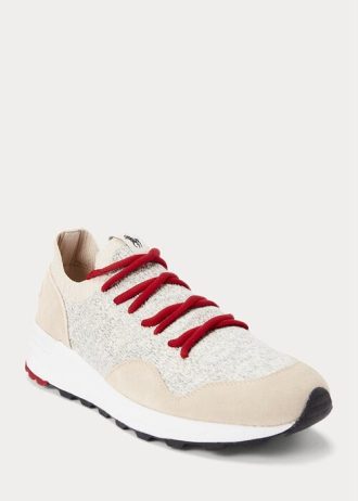 Açık Gri Erkek Ralph Lauren Trackster 200II Örgü Spor Ayakkabı