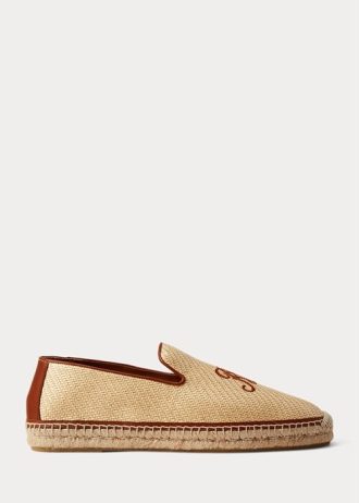 Bej Erkek Ralph Lauren İşlemeli Kanvas Loafer’lar