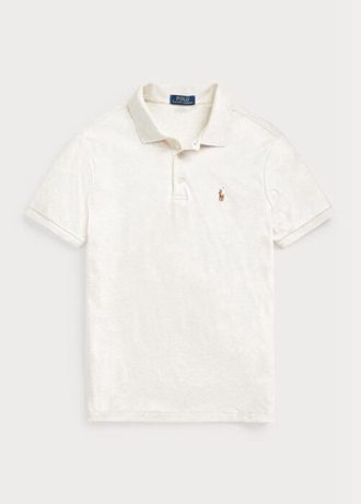 Bej Erkek Ralph Lauren Özel Slim Fit Yumuşak Pamuklu Polo Tişörtler