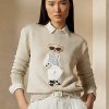 Bej Kadın Ralph Lauren Cable Bear İpek Kazaklar