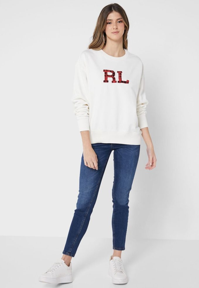 Bej Kadın Ralph Lauren Grafik Örgü Sweatshirt’ler