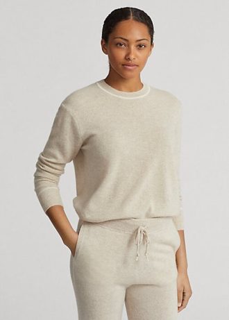 Bej Kadın Ralph Lauren Kaşmir Yuvarlak Yaka Kazaklar