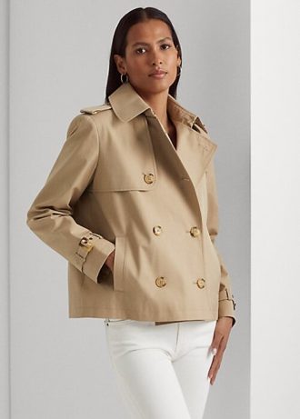 Bej Kadın Ralph Lauren Kısa Kruvaze Montlar