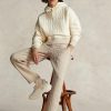 Bej Kadın Ralph Lauren Logolu Kablo Kapitoneli Forma Pantolon Bej Kadın Ralph Lauren Logolu Kablo Kapitoneli Forma Pantolon