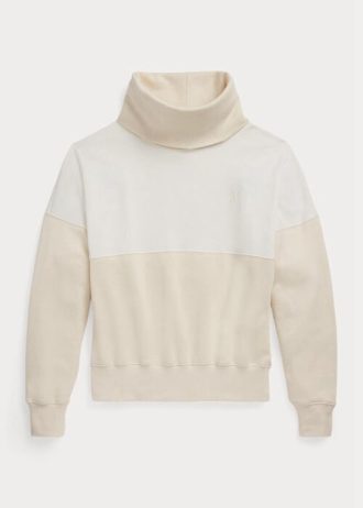 Bej Kadın Ralph Lauren Panelli Huni Yaka Polar Kazak Sweatshirt