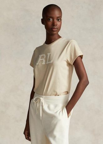 Bej Kadın Ralph Lauren Rl-süet aplikeli Jersey Tişörtleri