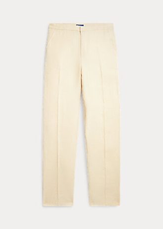Bej Kadın Ralph Lauren Kısa Düz Paça Keten Pantolon