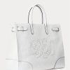 Beyaz/Beyaz Kadın Ralph Lauren Gözlü Kanvas Büyük Devyn Tote Çantalar