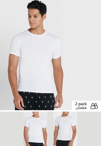 Beyaz Erkek Ralph Lauren 2’li Paket Temel Yuvarlak Yaka Tişörtler