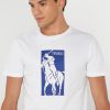 Beyaz Erkek Ralph Lauren Baskılı Yuvarlak Yaka Tişörtler