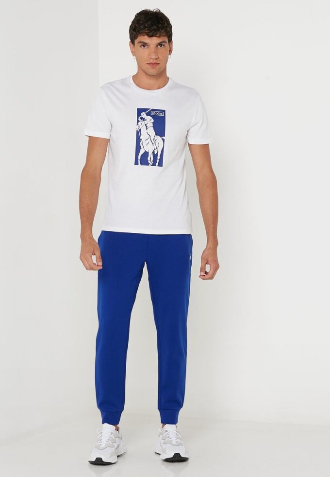 Beyaz Erkek Ralph Lauren Baskılı Yuvarlak Yaka Tişörtler
