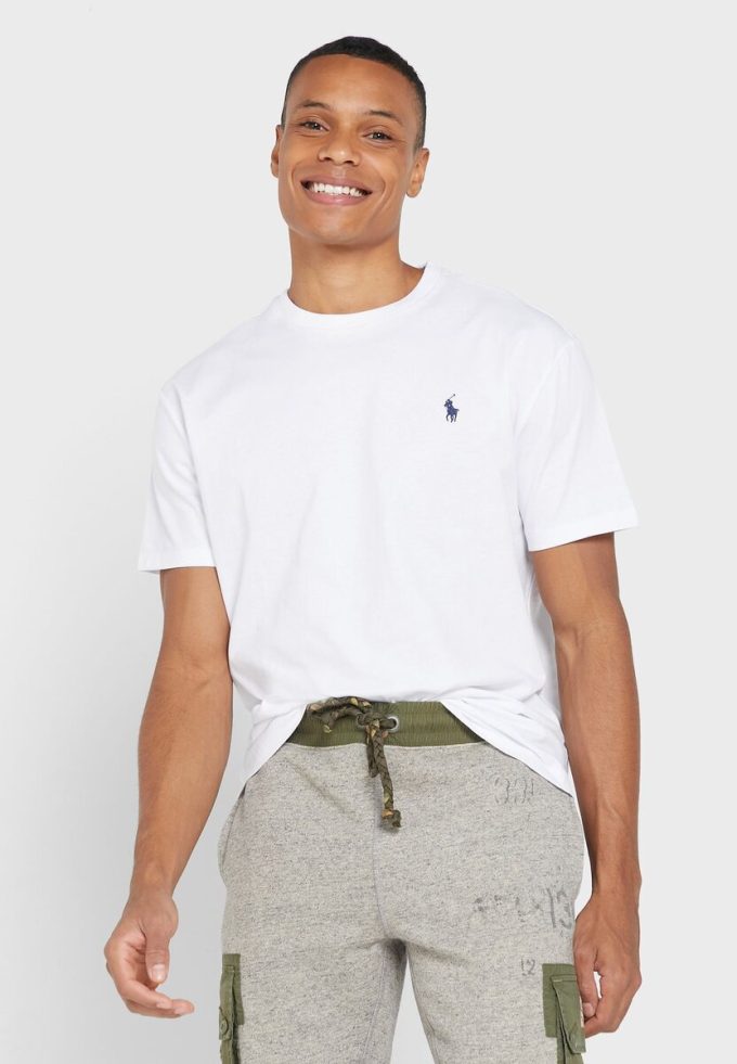 Beyaz Erkek Ralph Lauren Essential Yuvarlak Yaka Tişörtler