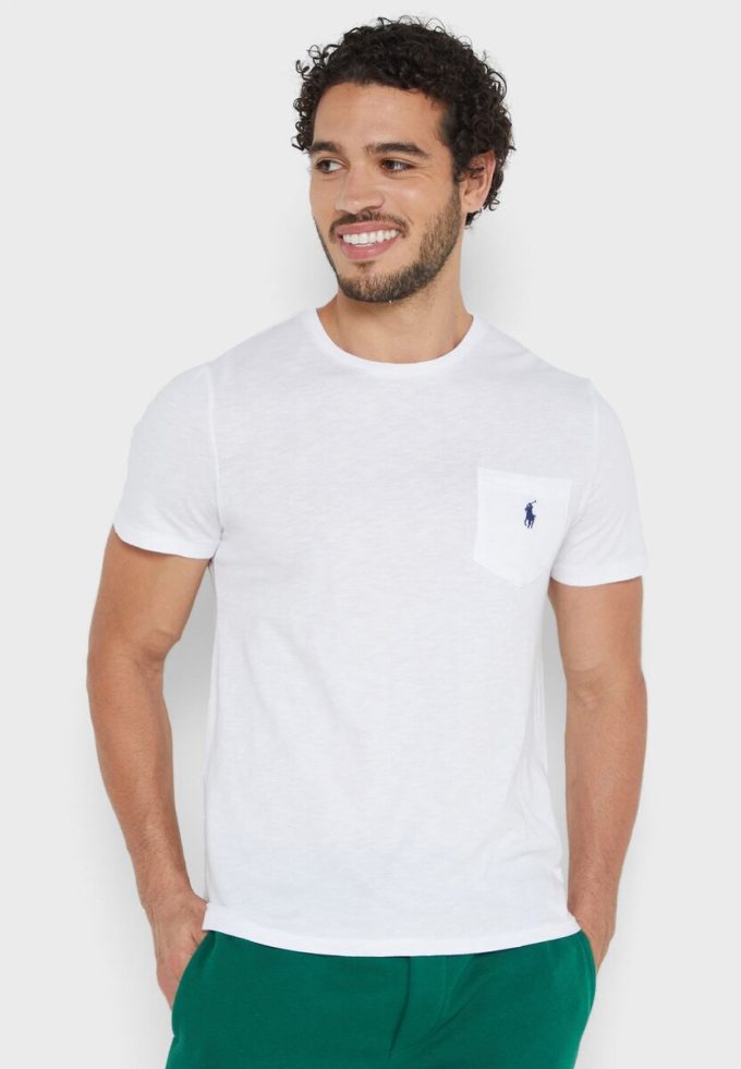 Beyaz Erkek Ralph Lauren Essential Yuvarlak Yaka Tişörtler