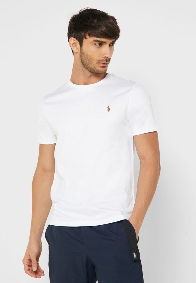 Beyaz Erkek Ralph Lauren Essential Yuvarlak Yaka Tişörtler