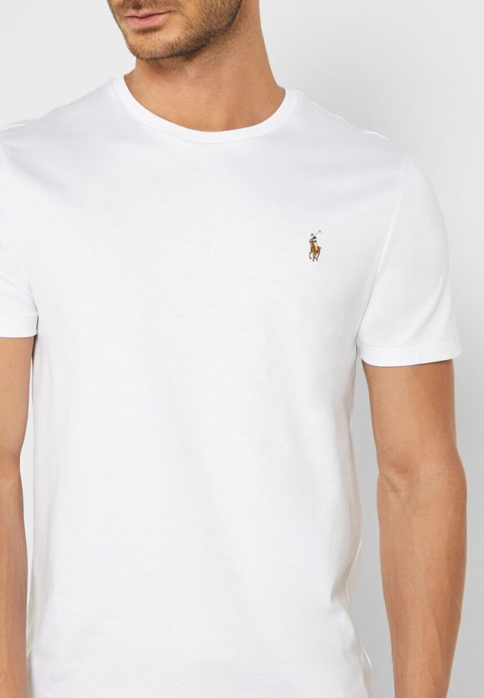 Beyaz Erkek Ralph Lauren Essential Yuvarlak Yaka Tişörtler