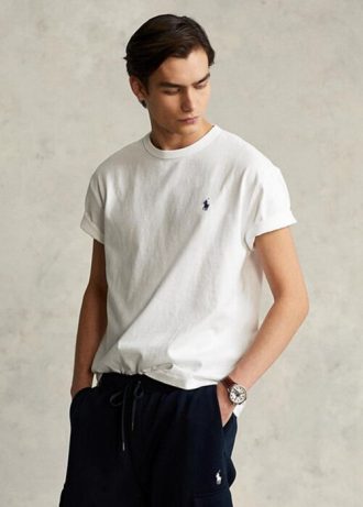 Beyaz Erkek Ralph Lauren Klasik Kesim Ağır Sıklet Jersey Tişörtleri