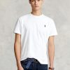 Beyaz Erkek Ralph Lauren Klasik Kesim Jersey Yuvarlak Yaka Tişörtler