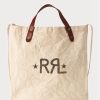 Beyaz Erkek Ralph Lauren Logolu Kanvas Pazar Tote Çantaları Beyaz Erkek Ralph Lauren Logolu Kanvas Pazar Tote Çantaları