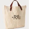 Beyaz Erkek Ralph Lauren Logolu Kanvas Pazar Tote Çantaları Beyaz Erkek Ralph Lauren Logolu Kanvas Pazar Tote Çantaları