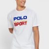 Beyaz Erkek Ralph Lauren Logolu Yuvarlak Yaka Tişörtler