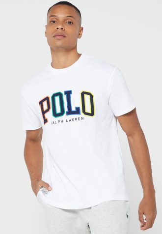 Beyaz Erkek Ralph Lauren Logolu Yuvarlak Yaka Tişörtler