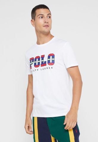 Beyaz Erkek Ralph Lauren Logolu Yuvarlak Yaka Tişörtler