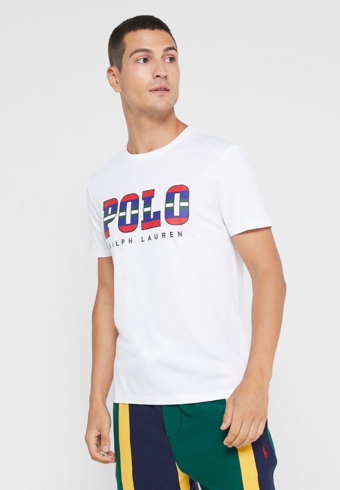 Beyaz Erkek Ralph Lauren Logolu Yuvarlak Yaka Tişörtler