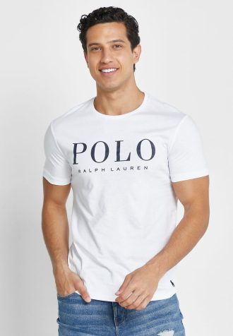 Beyaz Erkek Ralph Lauren Logolu Yuvarlak Yaka Tişörtler