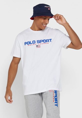 Beyaz Erkek Ralph Lauren Logolu Yuvarlak Yaka Tişörtler