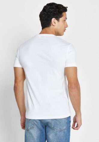 Beyaz Erkek Ralph Lauren Logolu Yuvarlak Yaka Tişörtler