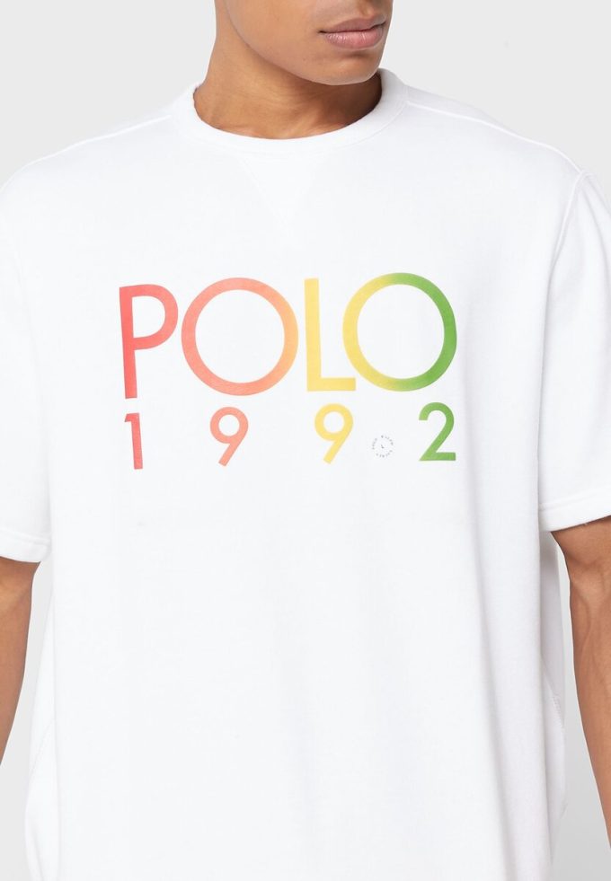 Beyaz Erkek Ralph Lauren Logolu Yuvarlak Yaka Tişörtler