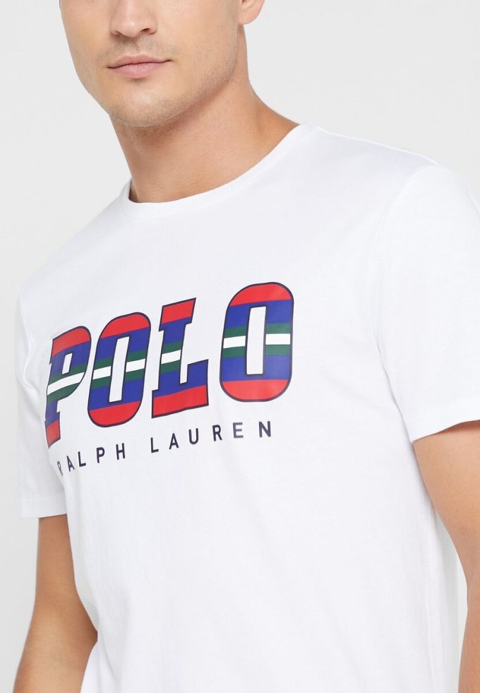Beyaz Erkek Ralph Lauren Logolu Yuvarlak Yaka Tişörtler