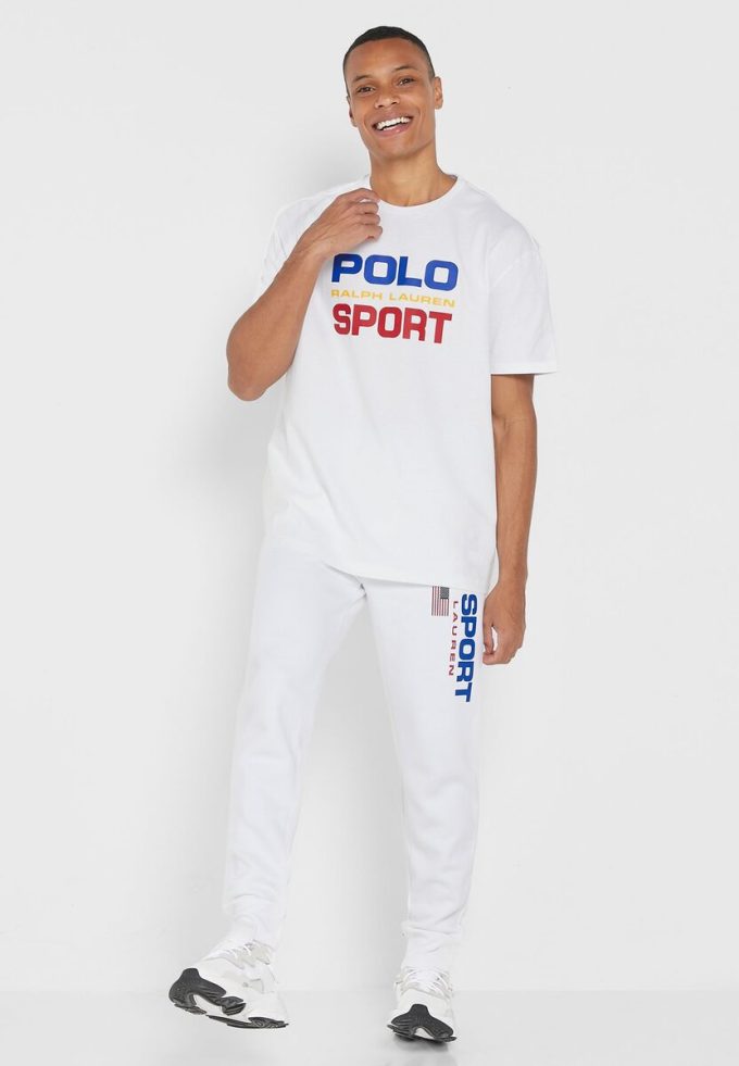 Beyaz Erkek Ralph Lauren Logolu Yuvarlak Yaka Tişörtler
