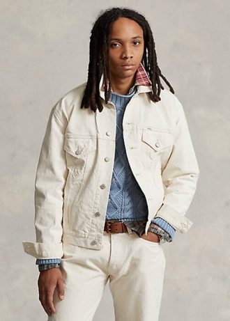 Beyaz Erkek Ralph Lauren Rahat Kesim Kanvas Kamyoncu Ceketleri