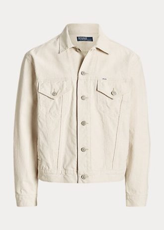 Beyaz Erkek Ralph Lauren Rahat Kesim Kanvas Kamyoncu Ceketleri
