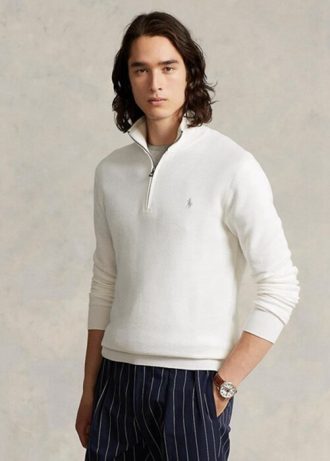 Mavi Erkek Ralph Lauren Örgülü Pamuklu Çeyrek Fermuarlı Kazak Mavi Erkek Ralph Lauren Örgülü Pamuklu Çeyrek Fermuarlı Kazak