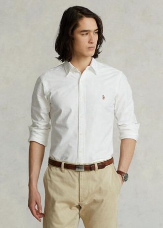 Beyaz Erkek Ralph Lauren Slim Fit Oxford Gömlekler