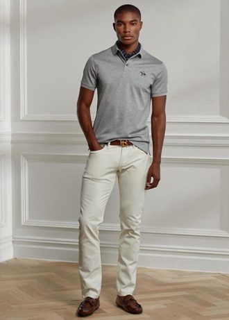 Beyaz Erkek Ralph Lauren Slim Fit Streç Kot Pantolon
