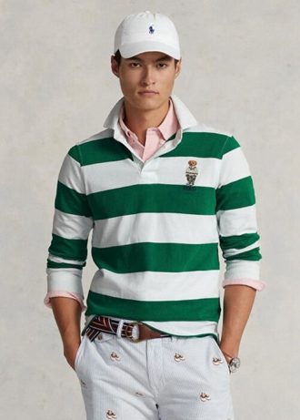 Beyaz Erkek Ralph Lauren Özel Slim Fit Bear Rugby Polo Tişörtleri