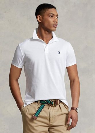 Beyaz Erkek Ralph Lauren Özel Slim Fit Birdseye Polo Tişörtleri
