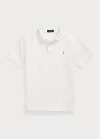 Beyaz Erkek Ralph Lauren Özel Slim Fit File Polo Tişörtler