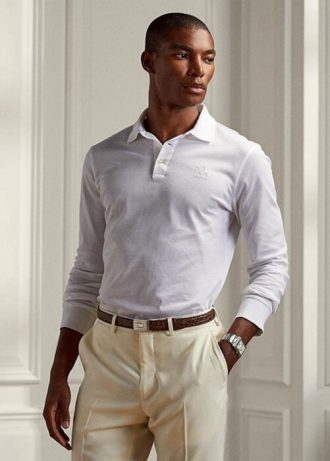 Beyaz Erkek Ralph Lauren Özel Slim Fit Pike Polo Gömlekleri