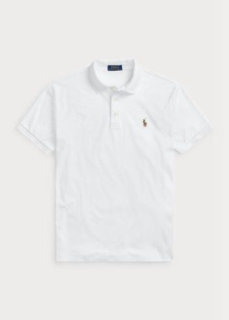 Beyaz Erkek Ralph Lauren Özel Slim Fit Yumuşak Pamuklu Polo Tişörtler