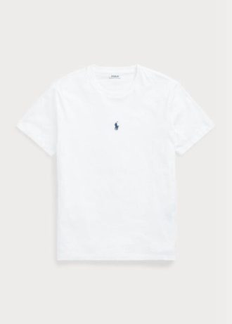 Beyaz Erkek Ralph Lauren Özel Slim Fit Yuvarlak Yaka Tişörtler