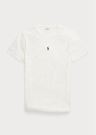 Beyaz Erkek Ralph Lauren Özel Slim Fit Yuvarlak Yaka Tişörtler