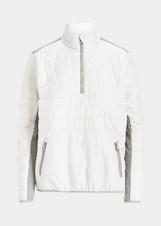 Beyaz / Gri Kadın Ralph Lauren Hibrit Çeyrek Fermuarlı Sweatshirt