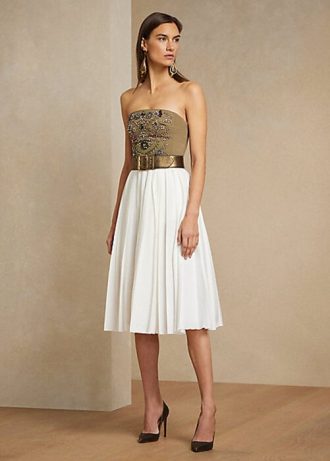 Beyaz Kadın Ralph Lauren Arnav Pileli Keten Karışımlı Etekler