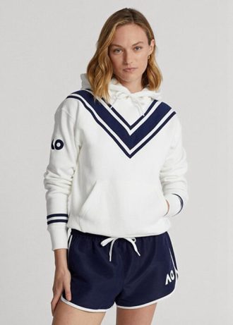 Beyaz Kadın Ralph Lauren Avustralya Açık Kriket Polar Kapüşonlu Üst