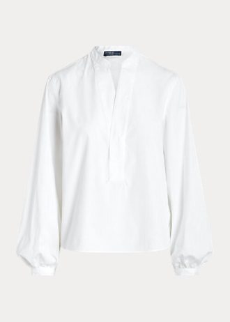 Beyaz Kadın Ralph Lauren Boxy Fit Pamuklu Bluz Kollu Gömlekler