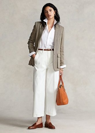 Beyaz Kadın Ralph Lauren Chino Geniş Paça Pantolon